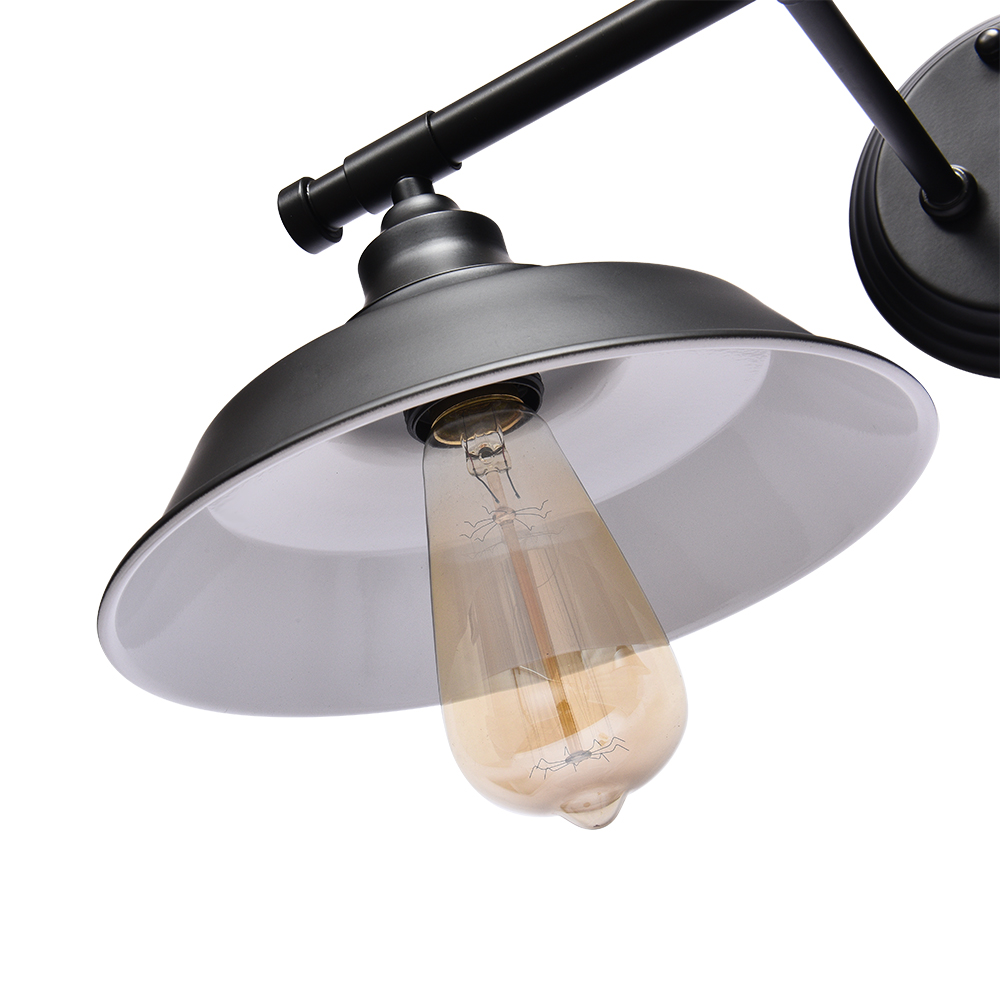 2-Light Modern Industrial Pot Lid Shades Wall Sconce Bathroom Vanity Light Over Mirror