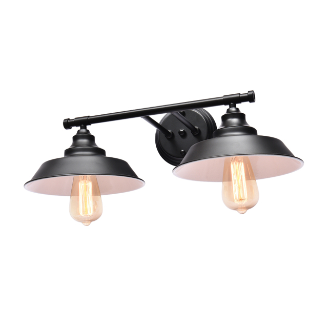 2-Light Modern Industrial Pot Lid Shades Wall Sconce Bathroom Vanity Light Over Mirror