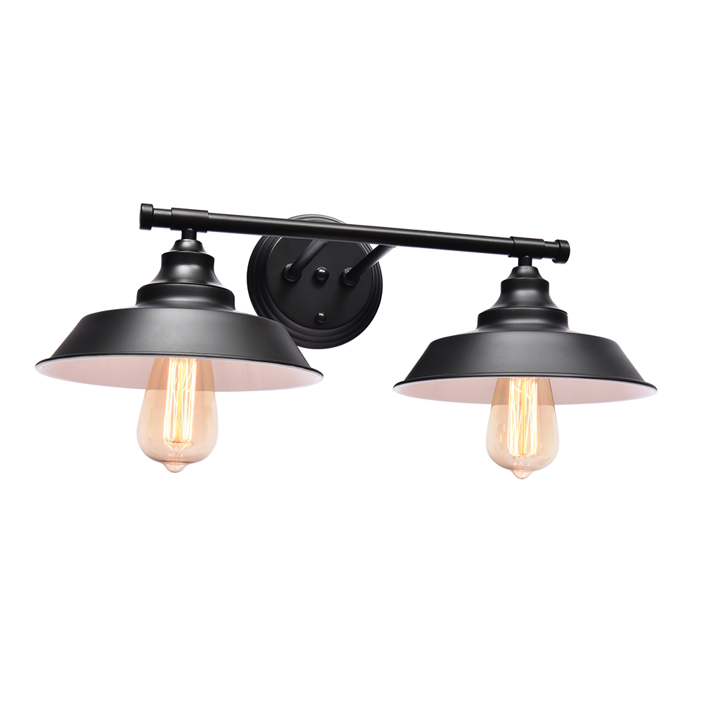 2-Light Modern Industrial Pot Lid Shades Wall Sconce Bathroom Vanity Light Over Mirror