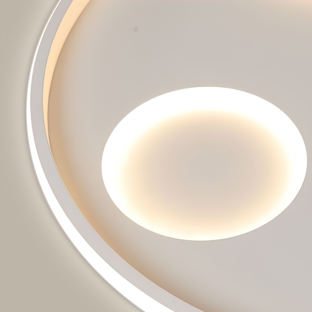Round Shaped Mid Century Dimmable Sunrise Ceiling Lamp in White for Living Room