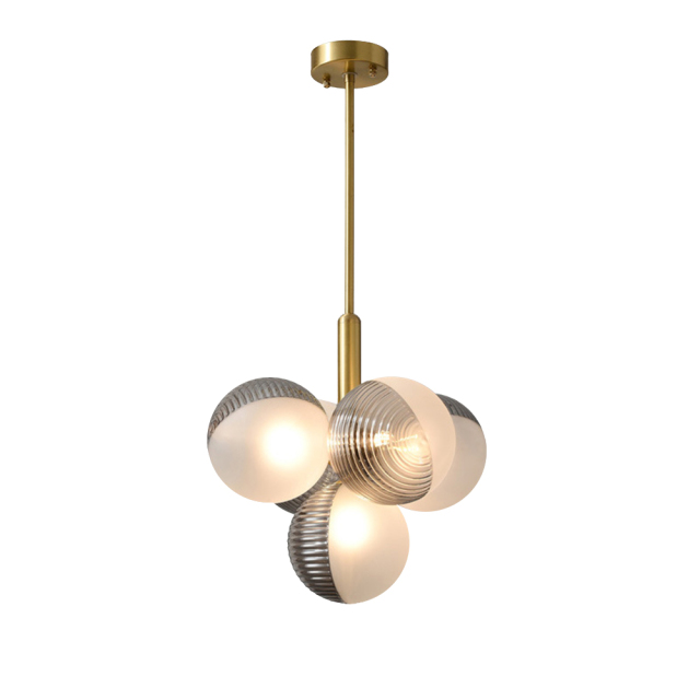 Luxury Modern 5/13 Light Brass Bubble Cluster Grape Chandelier in Opal Textured Gray+White Glass Shade for Living /Dining Room