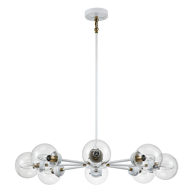 8-Light Glam Modern Sputnik Bubble Glass Chandelier in White Finish for Living Room/ Dining Room/ Kitchen