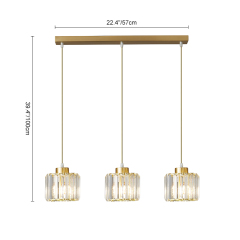 Modern 3 Light Clear Crystal Shade Pendant Light Hanging in Long Rectangle Canopy