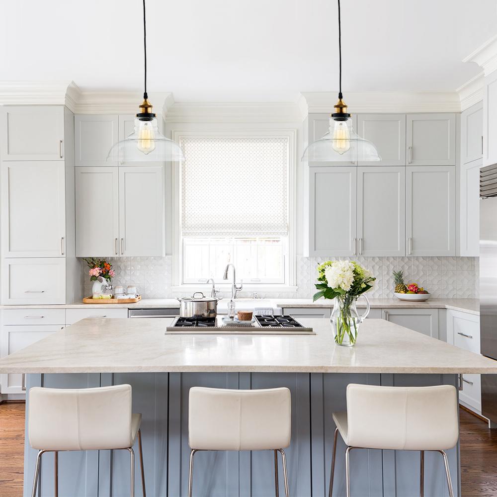 Modern Industrial 1 - Light Single Dome Pendant for Kitchen Island Dining Room