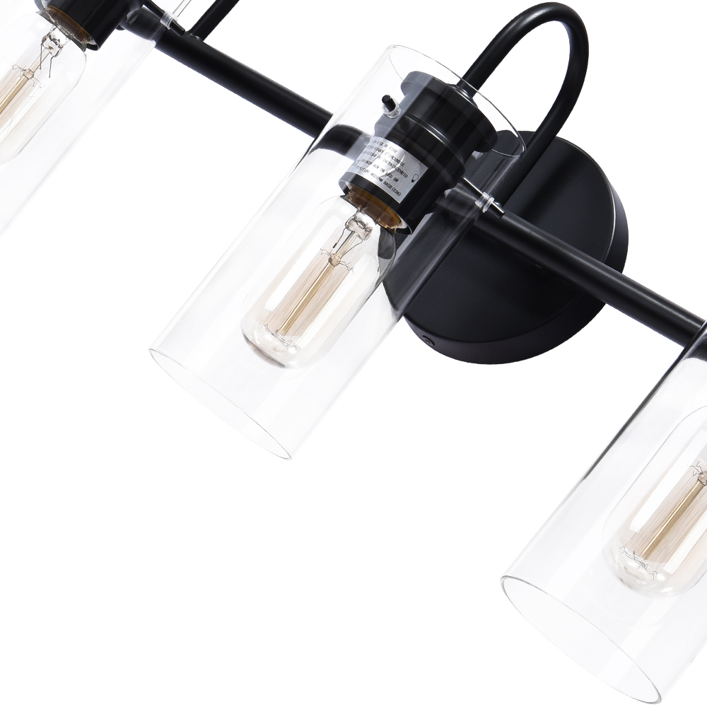3-Light Modern Minimalist Cylinder Clear Glass Wall Sconces Wall Lights Bathroom Vanity Light for Entryway/ Living Room/ Bedroom