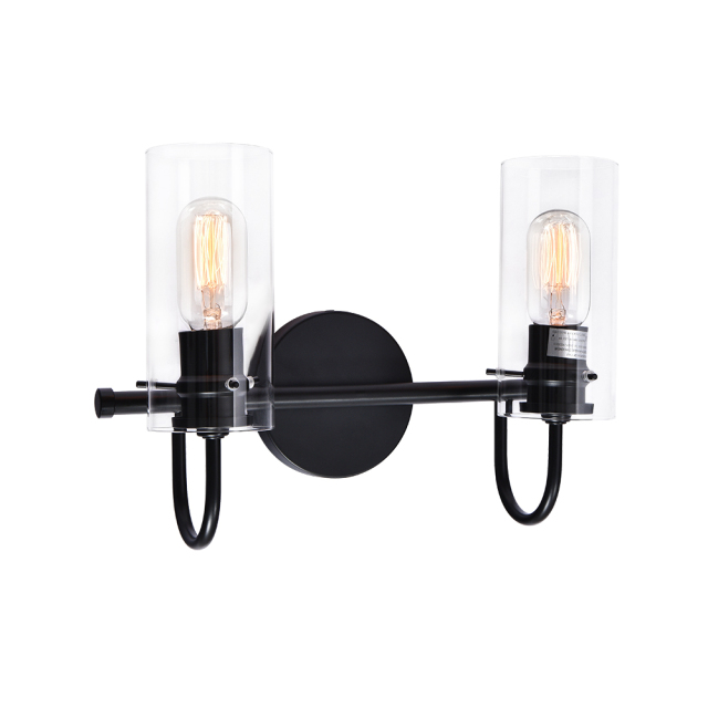 Modern Minimalist Cylinder Clear Glass Wall Sconces Wall Lights Bathroom Vanity Light for Entryway/ Living Room/ Bedroom