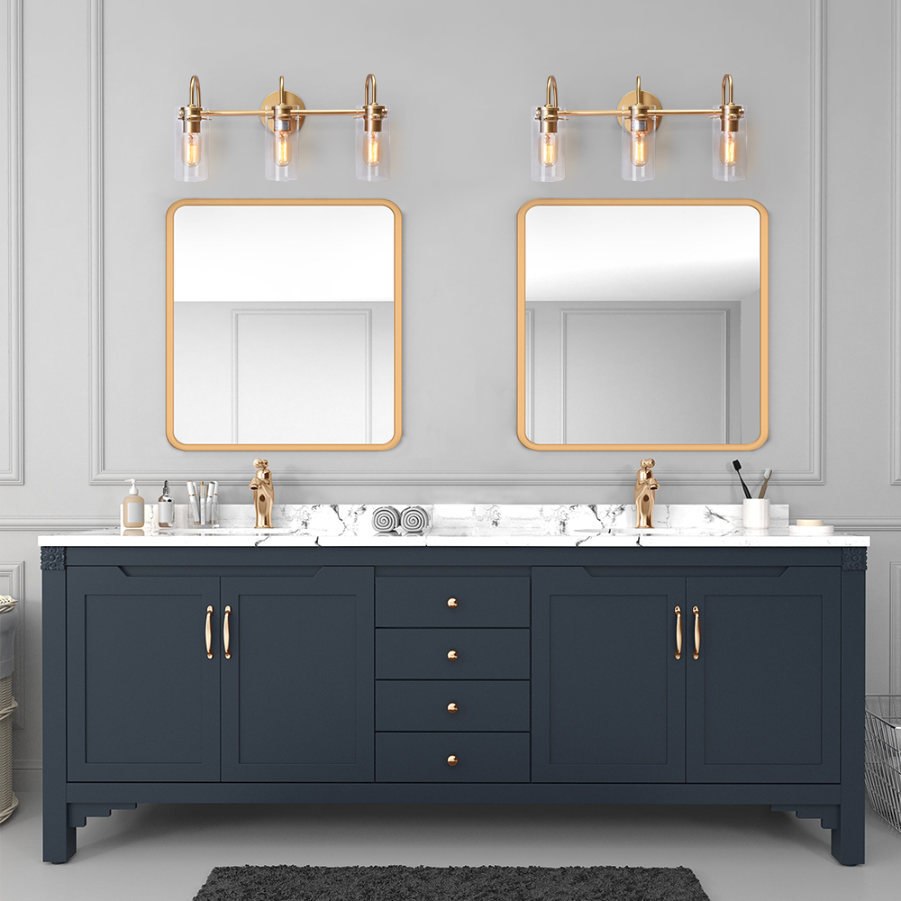 3-Light Modern Minimalist Cylinder Clear Glass Wall Sconces Wall Lights Bathroom Vanity Light for Entryway/ Living Room/ Bedroom