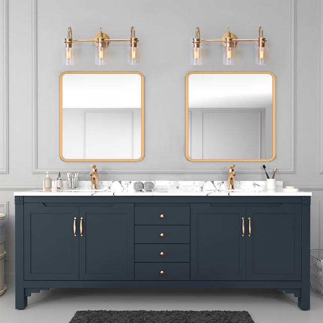 3-Light Modern Minimalist Cylinder Clear Glass Wall Sconces Wall Lights Bathroom Vanity Light for Entryway/ Living Room/ Bedroom
