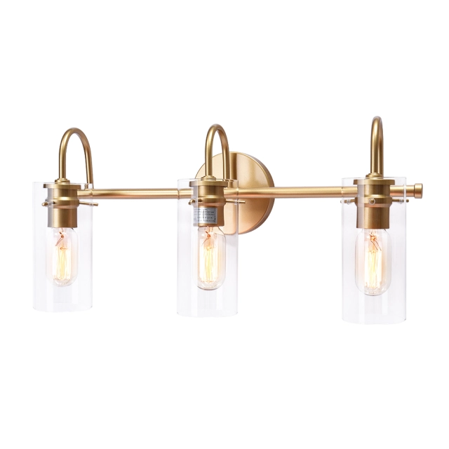 3-Light Modern Minimalist Cylinder Clear Glass Wall Sconces Wall Lights Bathroom Vanity Light for Entryway/ Living Room/ Bedroom