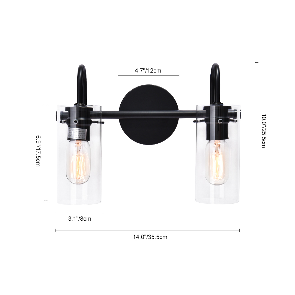 Modern Minimalist Cylinder Clear Glass Wall Sconces Wall Lights Bathroom Vanity Light for Entryway/ Living Room/ Bedroom