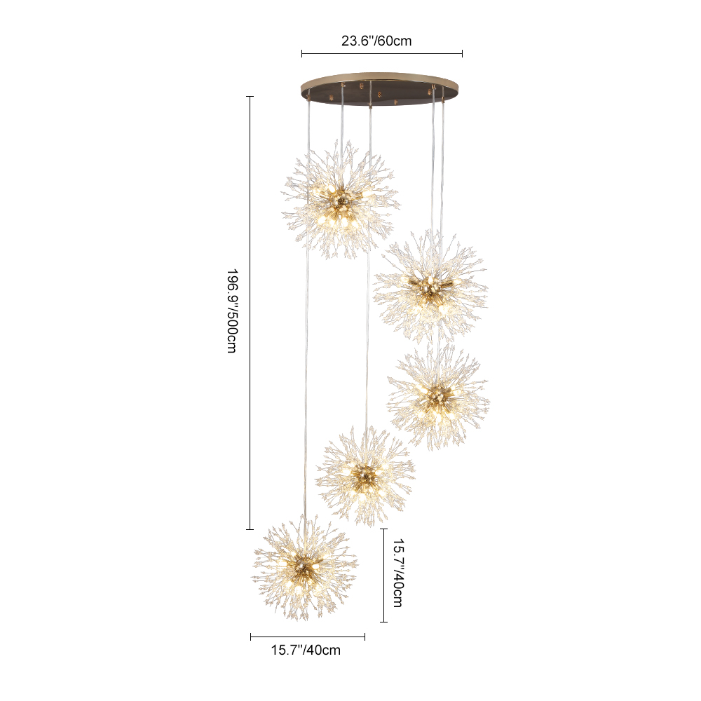 Contemporary Modern Sputnik Firework Chandelier Large Hanging Pendant Lighting for High Ceiling  Restaurant/ Staircases/ Hotels