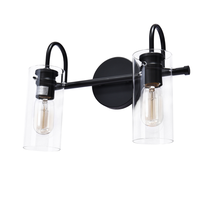 Modern Minimalist Cylinder Clear Glass Wall Sconces Wall Lights Bathroom Vanity Light for Entryway/ Living Room/ Bedroom