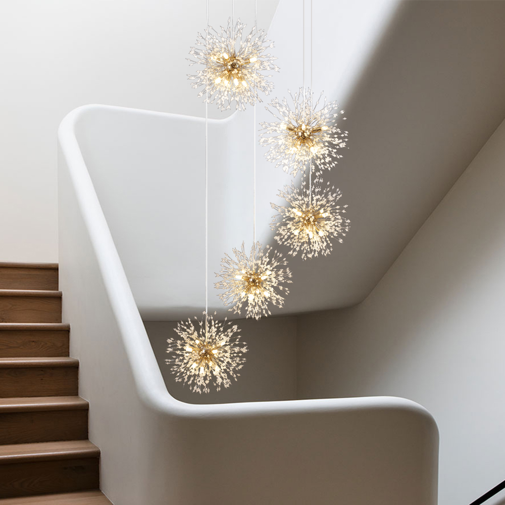 Contemporary Modern Sputnik Firework Chandelier Large Hanging Pendant Lighting for High Ceiling  Restaurant/ Staircases/ Hotels
