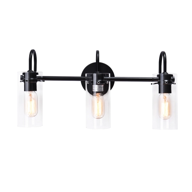 3-Light Modern Minimalist Cylinder Clear Glass Wall Sconces Wall Lights Bathroom Vanity Light for Entryway/ Living Room/ Bedroom