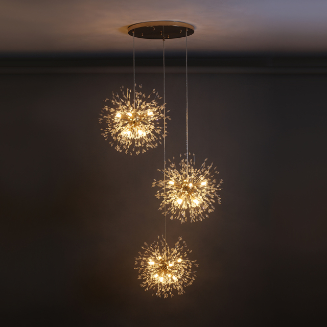 Contemporary 16 Light Modern Crystal Sputnik Firework Chandelier Pendant Lighting for Restaurant/ Bedroom