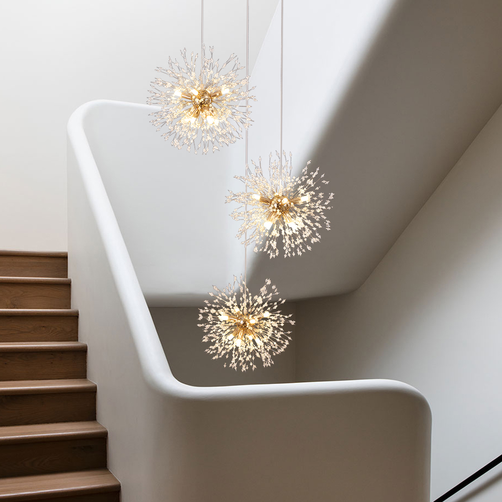Contemporary Modern Sputnik Firework Chandelier Large Hanging Pendant Lighting for High Ceiling  Restaurant/ Staircases/ Hotels