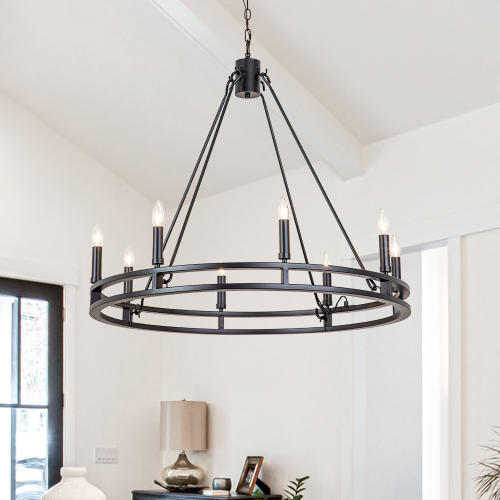 Vintage Modern Farmhouse Oversized Large Wagon Wheel Empire Chandelier ...