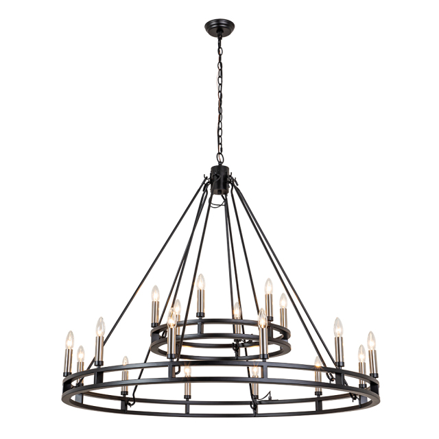 Vintage Modern Farmhouse Oversized Large Wagon Wheel Empire Chandelier in Candle Style for Living Room/ Dining Room/ Foreyard