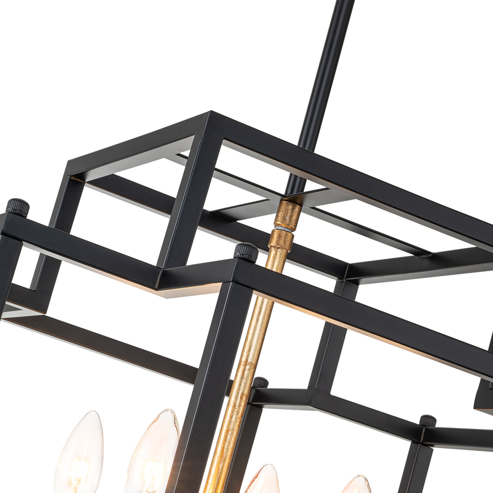 Vintage Modern Farmhouse Sector Cage Pendant Light with Black Metal Frame for Restaurant/ Kitchen/ Dining Room