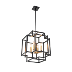 Vintage Modern Farmhouse Sector Cage Pendant Light with Black Metal Frame for Restaurant/ Kitchen/ Dining Room