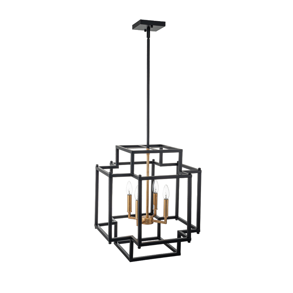 Vintage Modern Farmhouse Sector Cage Pendant Light with Black Metal Frame for Restaurant/ Kitchen/ Dining Room