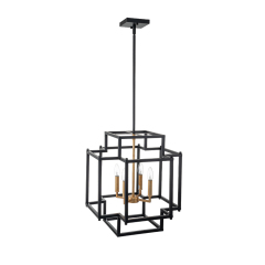 Vintage Modern Farmhouse Sector Cage Pendant Light with Black Metal Frame for Restaurant/ Kitchen/ Dining Room