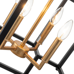 Vintage Modern Farmhouse Sector Cage Pendant Light with Black Metal Frame for Restaurant/ Kitchen/ Dining Room
