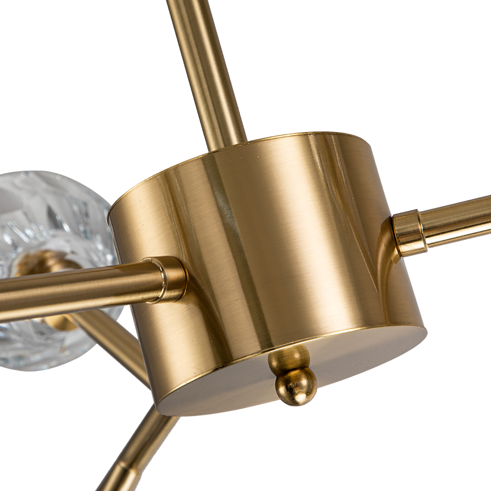 Luxury Glam Modern Branching Sputnik Crystal Chandelier in Brass Finish for Living Room/ Dining Room/ Kitchen