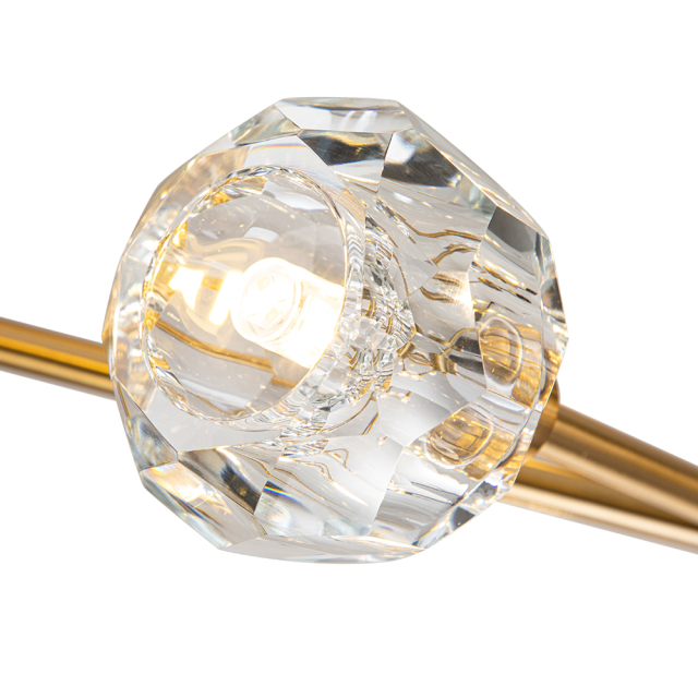 Luxury Glam Modern Branching Sputnik Crystal Chandelier in Brass Finish for Living Room/ Dining Room/ Kitchen
