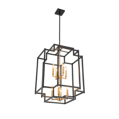 Modern Farmhouse Geometric Black Frame Sector Cage Pendant Light for Restaurant/ Kitchen/ Dining Room
