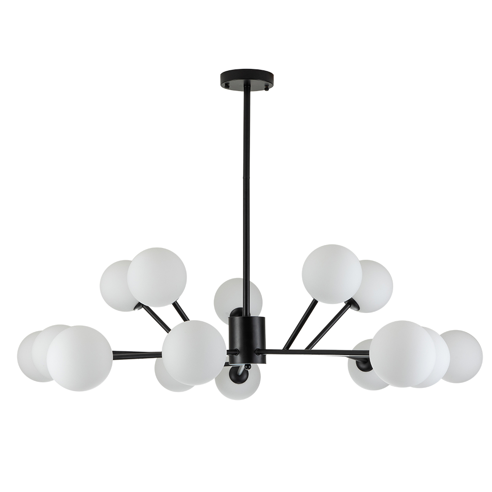 15-Light Glam Modern Sputnik Silhouette Branch Opal Globes Bubble Chandelier for Living Room/ Dining Room/ Kitchen
