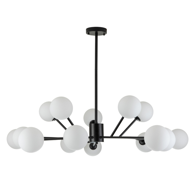 15-Light Glam Modern Sputnik Silhouette Opal Globes Bubble Chandelier for Living Room/ Dining Room/ Kitchen