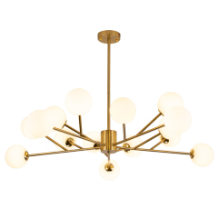 15-Light Glam Modern Sputnik Silhouette Opal Globes Bubble Chandelier for Living Room/ Dining Room/ Kitchen