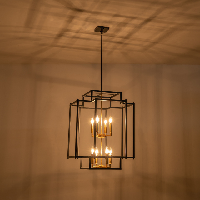 Modern Farmhouse Geometric Black Frame Sector Cage Pendant Light for Restaurant/ Kitchen/ Dining Room