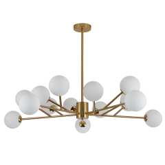 15-Light Glam Modern Sputnik Silhouette Opal Globes Bubble Chandelier for Living Room/ Dining Room/ Kitchen
