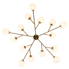 15-Light Glam Modern Sputnik Silhouette Opal Globes Bubble Chandelier for Living Room/ Dining Room/ Kitchen