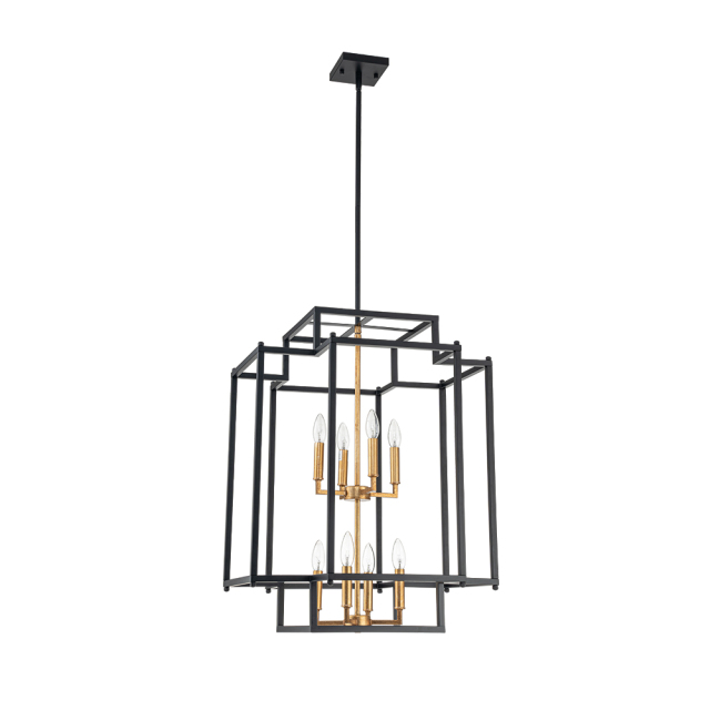 Modern Farmhouse Geometric Black Frame Sector Cage Pendant Light for Restaurant/ Kitchen/ Dining Room