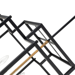 Modern Farmhouse Geometric Black Frame Sector Cage Pendant Light for Restaurant/ Kitchen/ Dining Room