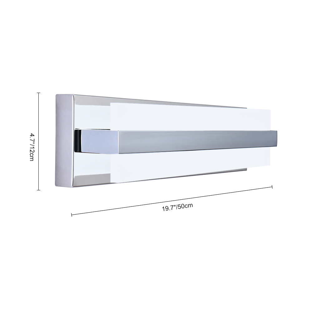Dimmable Modern Rectangular LED Bathroom Vanity Light Wall Sconce Wall Light in 6000K Cool Light for Dressing Room/ Kitchen