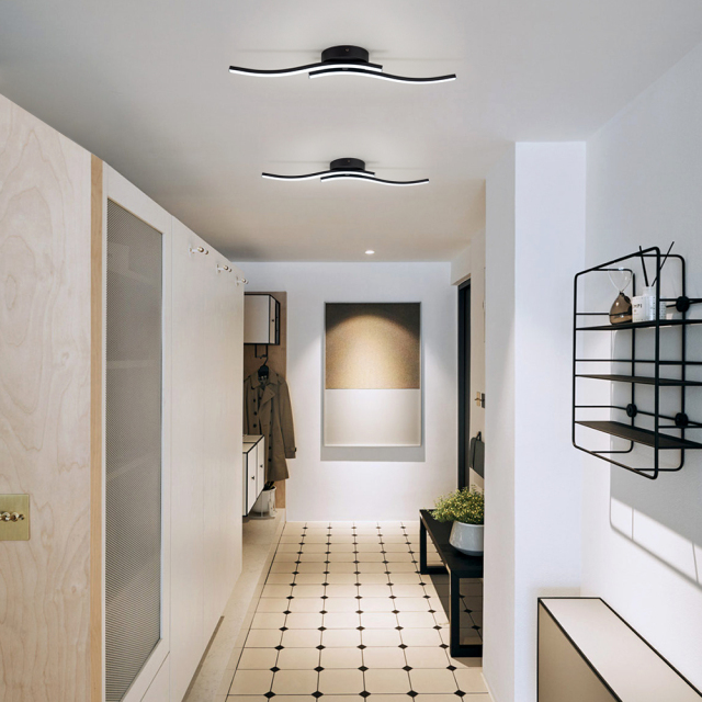 Dimmable LED Modern Curved Wavy Linear Flush Mount Ceiling Lights for Living Room Kitchen Washroom Dressing Room