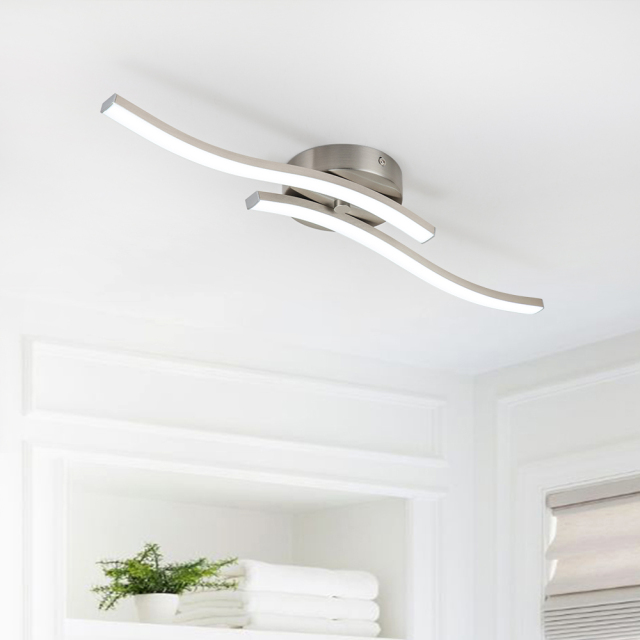 Dimmable LED Modern Curved Wavy Linear Flush Mount Ceiling Lights for Living Room Kitchen Washroom Dressing Room