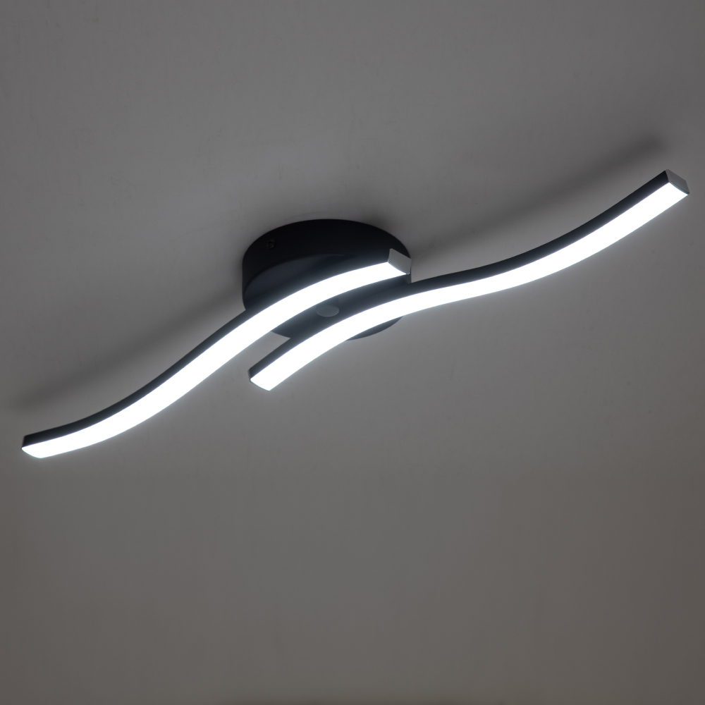 Dimmable LED Modern Curved Wavy Linear Flush Mount Ceiling Lights for Living Room Kitchen Washroom Dressing Room