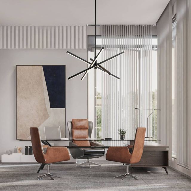 Modern 4-Light LED Cross Arms Sputnik Chandelier in Matt Black/ Aged Brass/ Chrome Finish for Home Office Dining Room Living Room