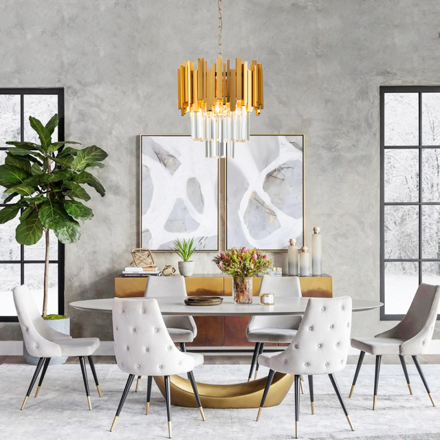 3-Light Modern Luxury Tiered Crystal Chandelier in Gold Finish for Living Room/ Dining Room/ Bedroom