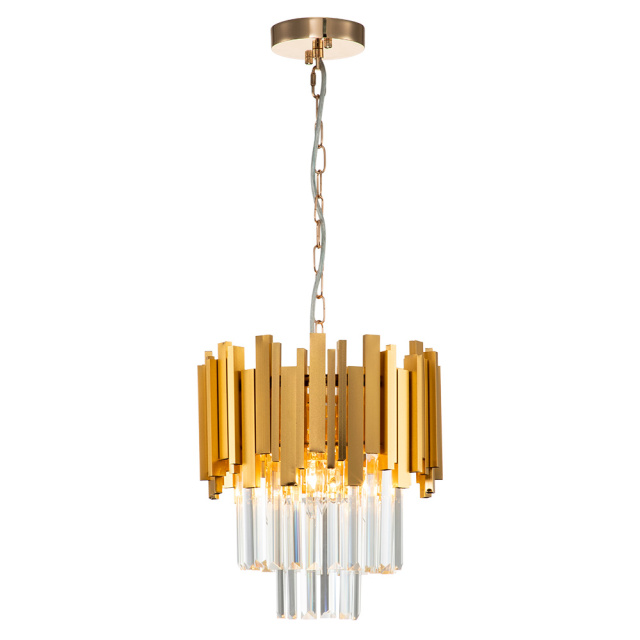 3-Light Modern Luxury Tiered Crystal Chandelier in Gold Finish for Living Room/ Dining Room/ Bedroom