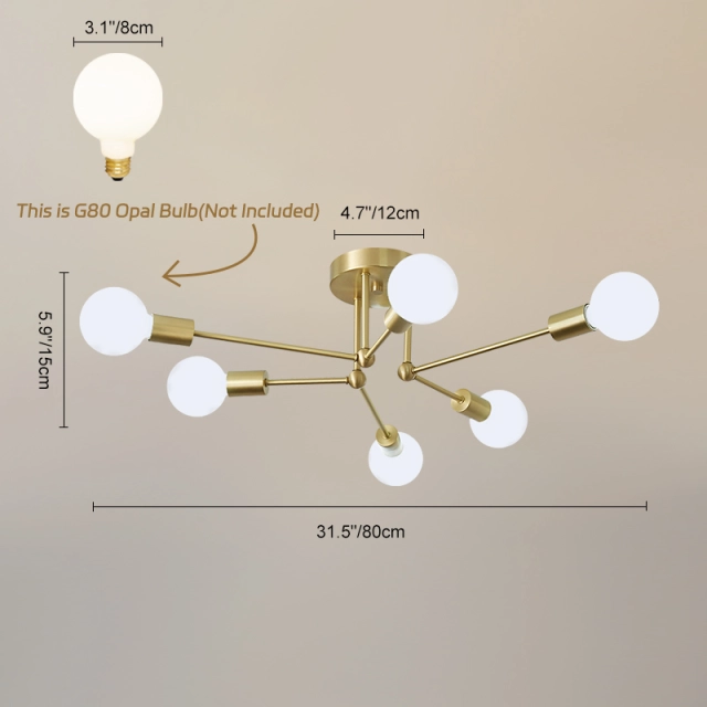 6 Light Modern Mid-century Sputnik Chandelier for Living Room