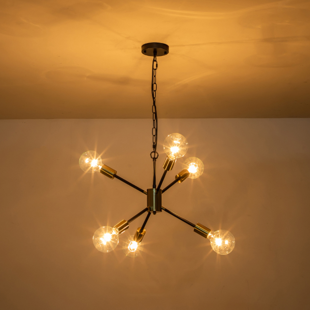 6-Light Modern Contemporary Sputnik Chandelier for Restaurant/ Living Room/ Bedroom Slope Ceiling Compatible