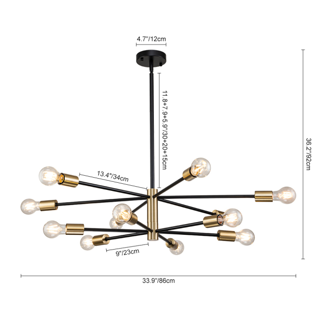 Modern Mid-century Sputnik Silhouette Two-Tier Chandelier for Restaurant/ Living Room/ Bedroom