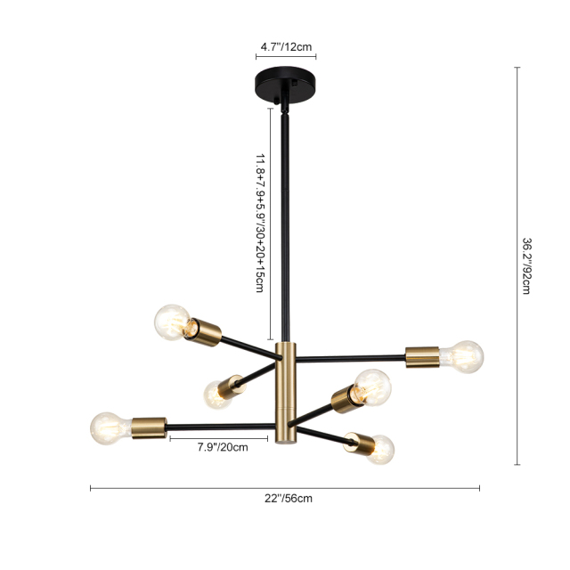 Modern Mid-century Sputnik Silhouette Two-Tier Chandelier for Restaurant/ Living Room/ Bedroom