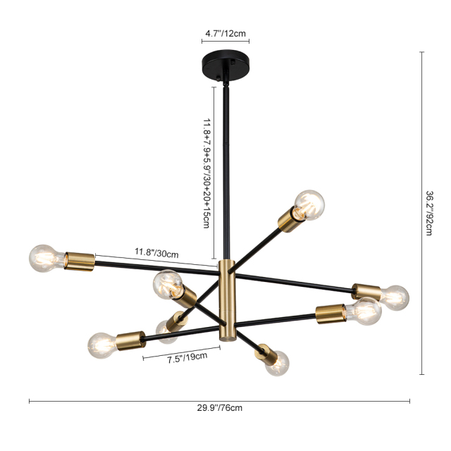 Modern Mid-century Sputnik Silhouette Two-Tier Chandelier for Restaurant/ Living Room/ Bedroom